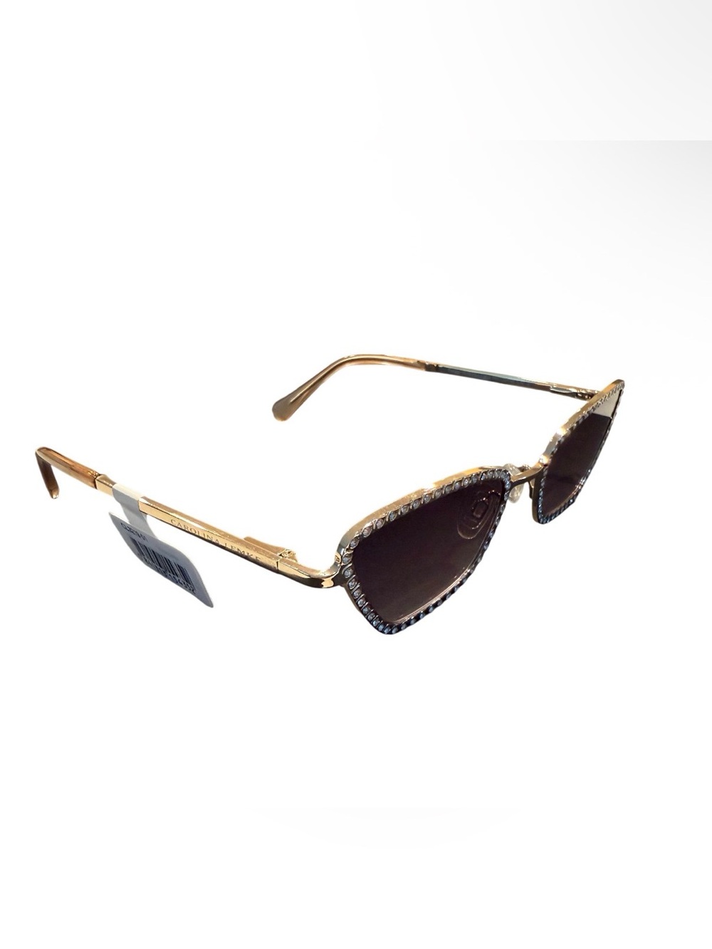 NEW Carolina Lemke Berlin Crystal Rhinestone Twiggy Gold Sunglasses Statement - Picture 7 of 13